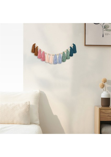 2pcs Gökkuşağı Boho Püskül Çelenk Ahşap Boncuklar ile Renkli Duvar Asılı Çelenk Parti Bebek Duş Dekor (Yurt Dışından) fırsatları