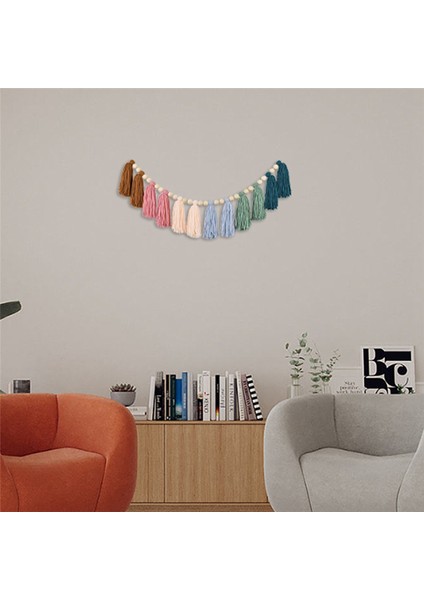 2pcs Gökkuşağı Boho Püskül Çelenk Ahşap Boncuklar ile Renkli Duvar Asılı Çelenk Parti Bebek Duş Dekor (Yurt Dışından) indirimleri