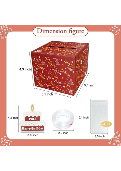 Nakit Hediye Çekme Için Mutlu Yıllar Para Kutusu, Arkadaşlar ve Aile Için Kek Kartı ile Mükemmel Hediye Kutusu, Kırmızı (Yurt Dışından) modelleri