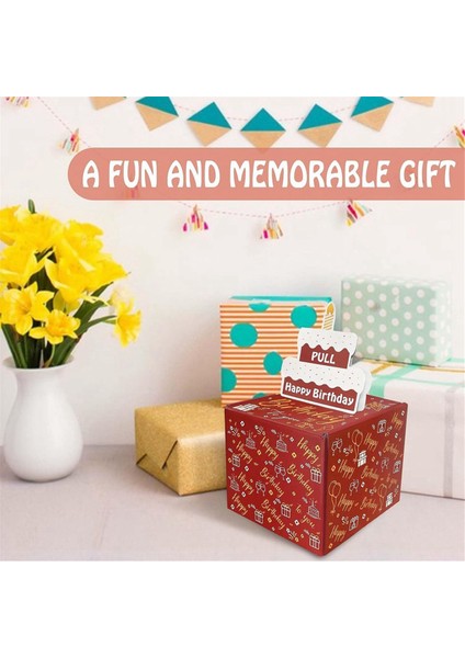 Nakit Hediye Çekme Için Mutlu Yıllar Para Kutusu, Arkadaşlar ve Aile Için Kek Kartı ile Mükemmel Hediye Kutusu, Kırmızı (Yurt Dışından) fırsatları