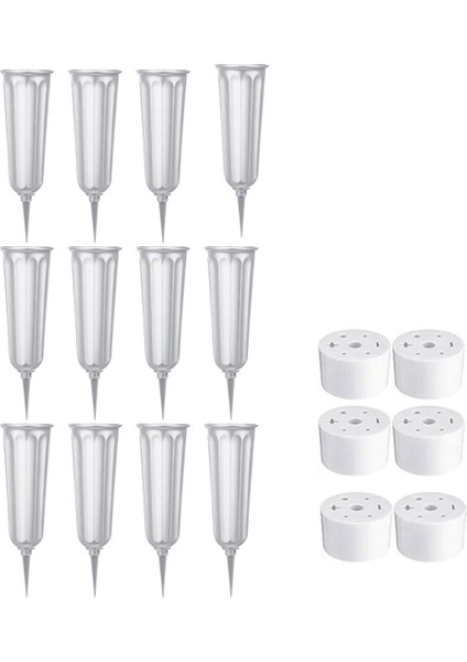 12 Pcs Mezarlık Vazri Varlıklar Memorial Floral Vazolar Mezar Çiçek Tutucu Koni Grey Gri (Yurt Dışından)