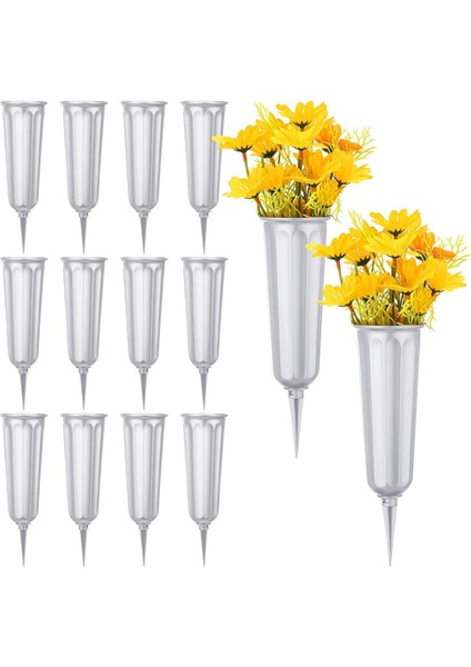 12 Pcs Mezarlık Vazri Varlıklar Memorial Floral Vazolar Mezar Çiçek Tutucu Koni Grey Gri (Yurt Dışından) modelleri