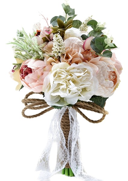 Yapay Peony Gül Çiçek Buketi Gelin Nedime El Yapımı Düğün Buket Ipek Gelin Buket Tutma Çiçeği (Yurt Dışından)