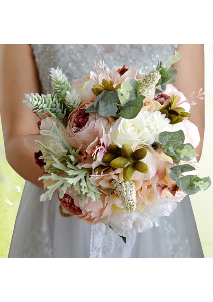 Yapay Peony Gül Çiçek Buketi Gelin Nedime El Yapımı Düğün Buket Ipek Gelin Buket Tutma Çiçeği (Yurt Dışından) indirimleri