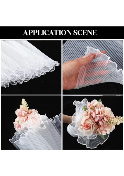 2 Paket 4.5 Yarda Beyaz Çiçek Ambalaj Kağıdı Inci Kenar Mesh Buket Sarma Kağıdı Inci Kırışık Dalga Net Ipliği (Yurt Dışından) indirimleri