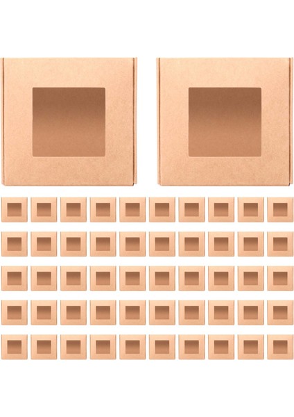 50 Adet Mini Kraft Kağıt Kutusu Pencereli Mevcut Paketleme Kutusu Ev Yapımı Sabun Kutusu Fırın Şekeri (Kahverengi) (Yurt Dışından)