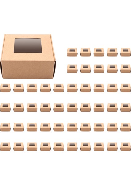 50 Adet Mini Kraft Kağıt Kutusu Pencereli Mevcut Paketleme Kutusu Ev Yapımı Sabun Kutusu Fırın Şekeri (Kahverengi) (Yurt Dışından) modelleri