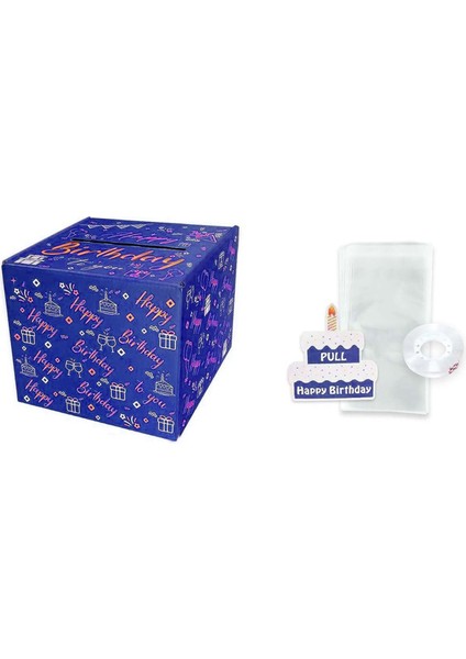 Nakit Hediye Çekme Için Mutlu Yıllar Para Kutusu, Arkadaşlar ve Aile Için Kek Kartı ile Mükemmel Hediye Kutusu, Mavi (Yurt Dışından)