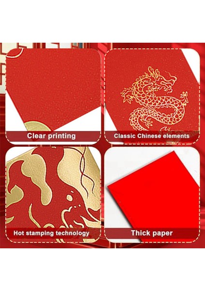60PCS Çin Yeni Yılı Kırmızı Zarflar, Bahar Festivali Dragon Yıllık Şanslı Para Paketleri 2024 (Yurt Dışından) fırsatları
