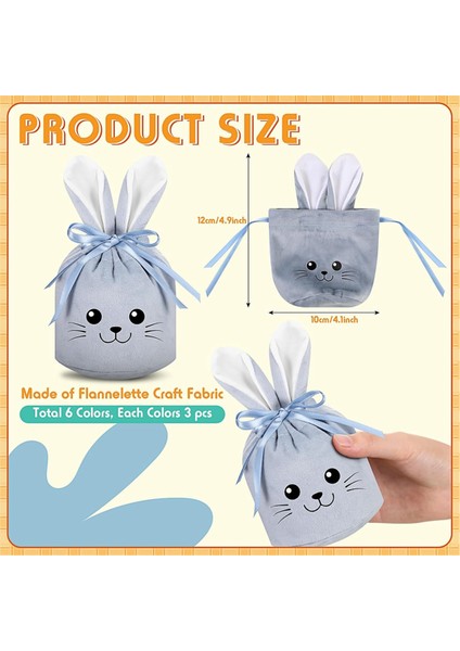 18 Adet Paskalya Tavşanı Hediye Çantaları Tavşan Kulak Kadife Çizme Çantaları, Tavşan Hediye Torbaları Tavşan Partisi Favors, 6 Renk (Yurt Dışından) modelleri