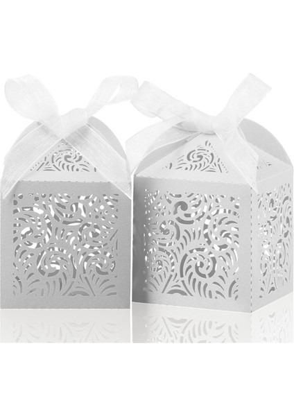 100PCS Lazer Kesme Lehine Kutular, Hediyeler Için 2x2 Inç Küçük Hediye Kutuları, Parti Düğünü Şeritli Kutular, Beyaz (Yurt Dışından) fiyatları