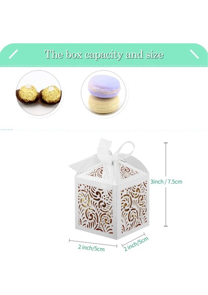 100PCS Lazer Kesme Lehine Kutular, Hediyeler Için 2x2 Inç Küçük Hediye Kutuları, Parti Düğünü Şeritli Kutular, Beyaz (Yurt Dışından) indirimleri