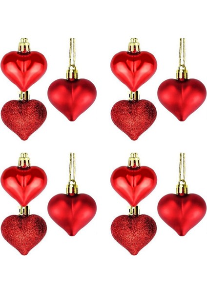 Sevgililer Günü Kalp Süsleri, Klasik Kırmızı Kalp Şeklinde Asılı Baubles, Sevgililer Günü Kalp Dekorasyonu (Yurt Dışından)