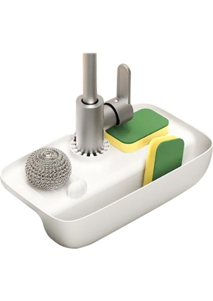 Ev Lavabo Tahliye Rafı Musluk Sıçrama Düzenli Raf Pad Sünger Rag Çelik Yün Gadget Secutasyon Kutusu, B (Yurt Dışından)