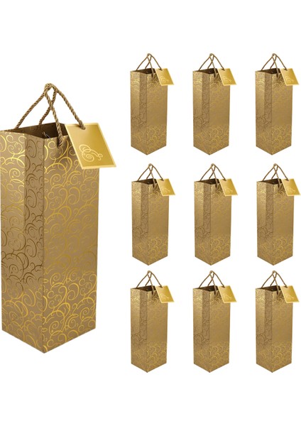 Şarap Torbaları, Kraft Kağıt Şarap Çantası 10 Adet Kulplu Şarap Torbaları, Tek Şişe Kağıt Şarap Torbası Noel, Parti, Alışveriş, Perakende Ürünleri Için Toplu (Yurt Dışından)