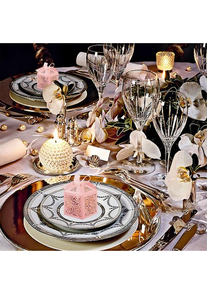 100PCS Lazer Kesme Lehine Kutular, Hediyeler Için 2X2INCHSMALL Hediye Kutuları, Parti Düğünleri Şeritli Kutular, Pembe (Yurt Dışından) modelleri