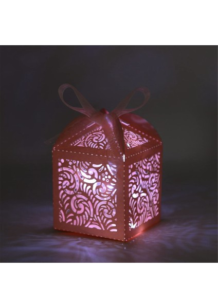 100PCS Lazer Kesme Lehine Kutular, Hediyeler Için 2X2INCHSMALL Hediye Kutuları, Parti Düğünleri Şeritli Kutular, Pembe (Yurt Dışından) fırsatları