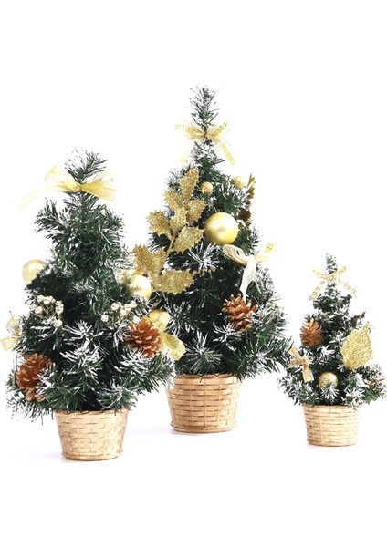 Mini Masa Üstü Ağacı Ev Noel Küçük Masaüstü Dekorasyon Partisi Süs Ailesi, Altın (Yurt Dışından)