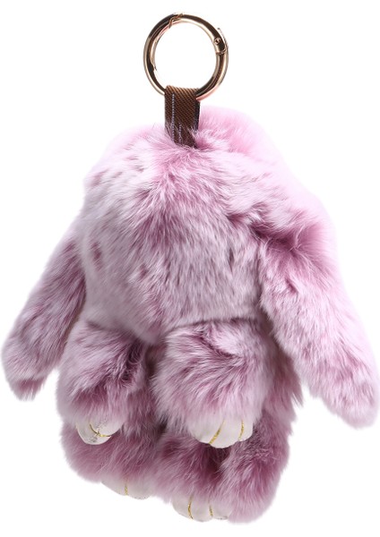 Yumuşak Sevimli Tavşan Kürk Pom Pom Anahtarlık Kabarık Gerçek Rex Tavşan Anahtarlık Dekorasyon (Yurt Dışından)