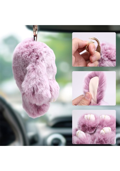 Yumuşak Sevimli Tavşan Kürk Pom Pom Anahtarlık Kabarık Gerçek Rex Tavşan Anahtarlık Dekorasyon (Yurt Dışından) fırsatları
