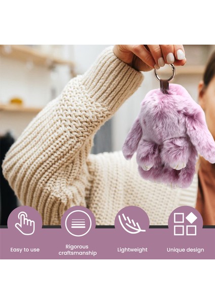 Yumuşak Sevimli Tavşan Kürk Pom Pom Anahtarlık Kabarık Gerçek Rex Tavşan Anahtarlık Dekorasyon (Yurt Dışından) indirimleri