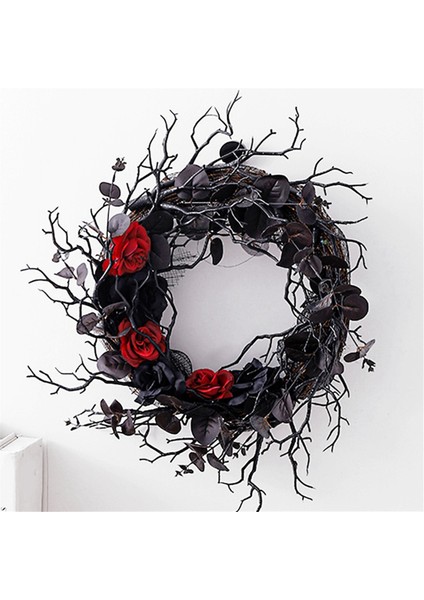 Siyah Cadılar Bayramı Kapı Yemeği, Kırmızı Gül Çelenkli Ön Kapı Çelenk Gotik Cadılar Bayramı Ev Dekoru Için Siyah Çelenk (Yurt Dışından) modelleri