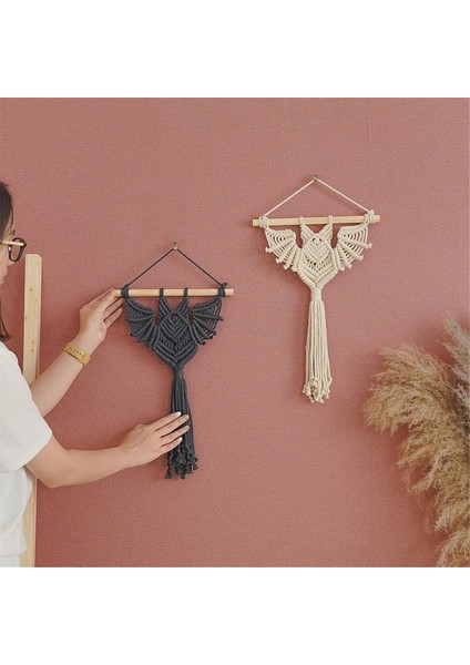 Cadılar Bayramı Makramı Duvar Asma Geometrik Sanat Dekoru El Yapımı Dokuma Gotik Süs Yatak Odası Siyah (Yurt Dışından) indirimleri