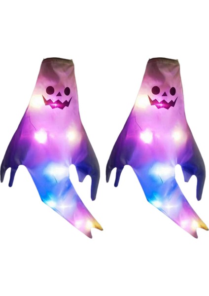 Cadılar Bayramı Dekoratif Mekan Düzeni Dersleri, Hayalet Fan LED Glow Hayalet Kolye Yakalama Dekorasyonu, E (Yurt Dışından)