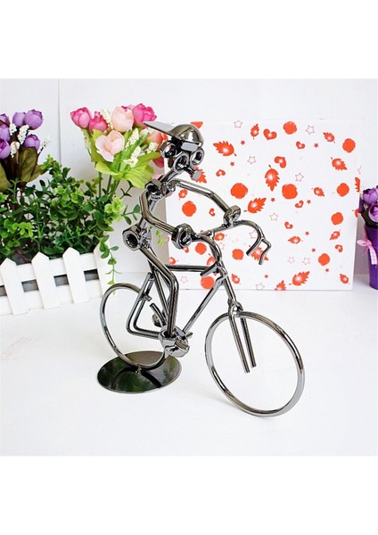 Retro Bisikletçiler Model Demir Sanat Metal Bisiklet Süsleme Bir Adam Binicilik Bisiklet Heykeli Ev Kütüphanesi Masası Dekorasyon (Yurt Dışından) fırsatları