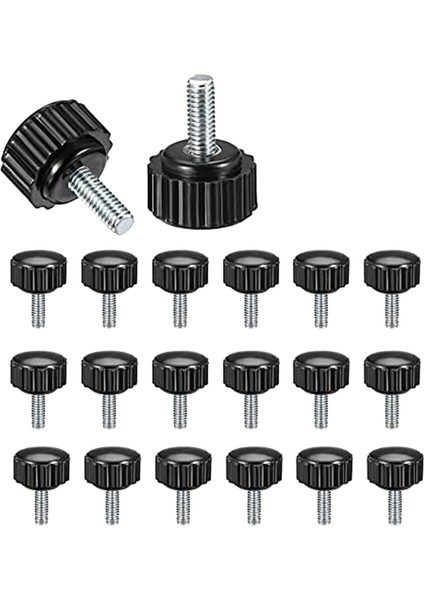 Dişli Tırtlalı Thumbsscrew, 20 Adet M4 x 10 mm Montaj Cıvataları Düğmeler Üzerinde Vidalı Tutamaklar Siyah Yuvarlak Sıkıştırma Vidası Düğmeleri (Yurt Dışından)