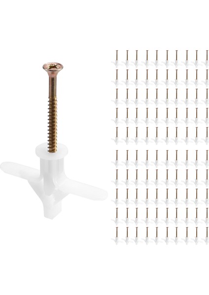 100PCS Uçak Tipi Genişletme Borusu Alçı Tahtası Genişleme Tapası Kelebek Şekilli Içi Boş Duvar Genişletme Tırnak M8X38MM (Yurt Dışından)