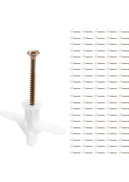 100PCS Uçak Tipi Genişletme Borusu Alçı Tahtası Genişleme Tapası Kelebek Şekilli Içi Boş Duvar Genişletme Tırnak M8X38MM (Yurt Dışından) modelleri