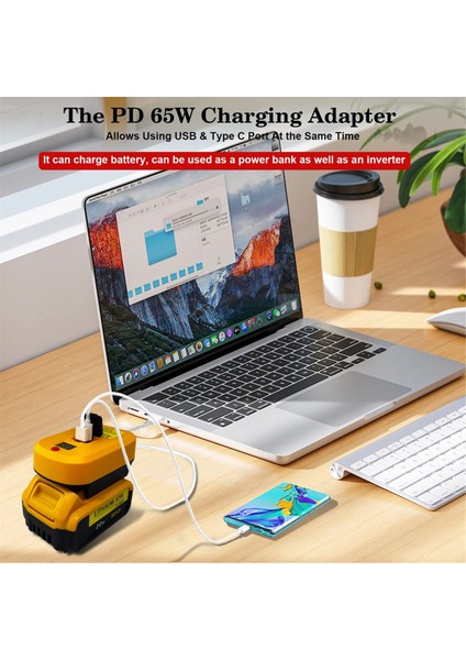 Dewalt 20V Pil Için USB C Şarj Cihazı, Usb-C Und Usb-A ile 2 Bağlantı Noktası, 65W Hızlı Şarj Cihazı Pd 3.0 Güç Adaptörü USB Güç Kaynağı (Yurt Dışından) fırsatları