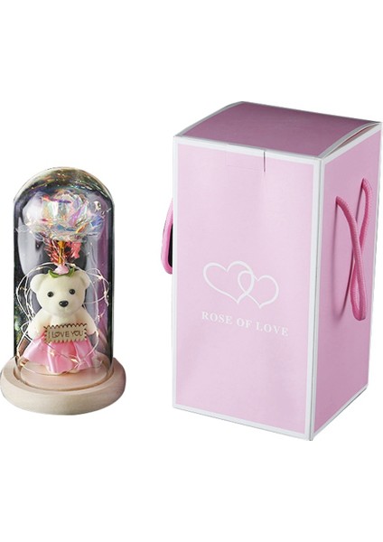 Galaxy Rose Çiçek Hediyesi, Kristal Rose&#39;da LED Işık Ipi ile Cam Dome Infinity Rose Kadınlar Için Eşsiz Hediyeler (Yurt Dışından)