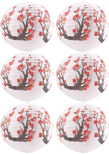 6 Paket 12 Inç Kırmızı Kiraz Çiçekleri Kağıt Fener Beyaz Yuvarlak Çin Japon Kağıt Lamba Ev Düğün Dekorasyon (Yurt Dışından) modelleri