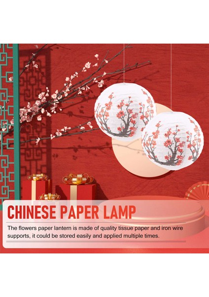 6 Paket 12 Inç Kırmızı Kiraz Çiçekleri Kağıt Fener Beyaz Yuvarlak Çin Japon Kağıt Lamba Ev Düğün Dekorasyon (Yurt Dışından) fırsatları
