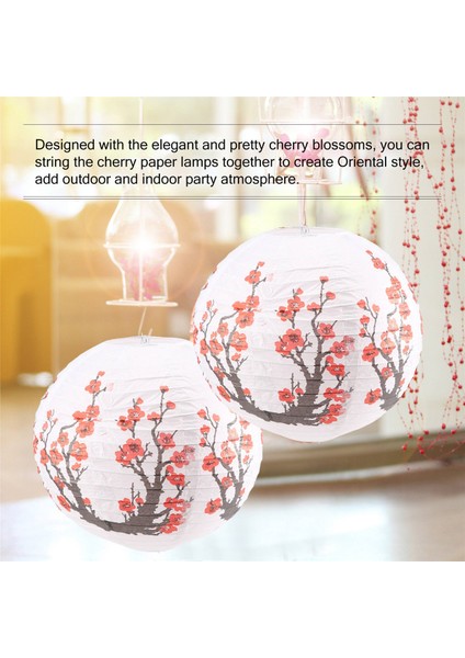 6 Paket 12 Inç Kırmızı Kiraz Çiçekleri Kağıt Fener Beyaz Yuvarlak Çin Japon Kağıt Lamba Ev Düğün Dekorasyon (Yurt Dışından) indirimleri