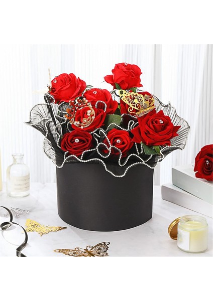 Çiçek Buket Aksesuarları Arasında 11X157INCH Inci Kenar Kırışmış Çiçek Sarma Mesh Kağıdı 4 Çiçek Taç 12 Kelebek (Yurt Dışından) fırsatları