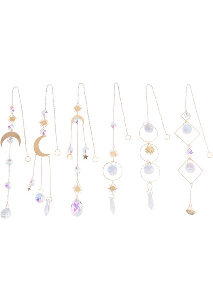 6pieces Renkli Kristaller Suncatcher Pencere Bahçesi Için Zincir Kolye Süslü Kristal Toplar (Yurt Dışından)