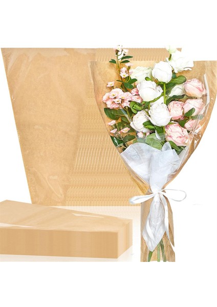 Buket Için 50 Paket Çiçek Kolları, 14 x 22 Inç Çiçek Sarma Kağıt Torba, Açık Ön Kraft Çiçek Kağıdı (Yurt Dışından) fiyatları