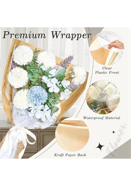 Buket Için 50 Paket Çiçek Kolları, 14 x 22 Inç Çiçek Sarma Kağıt Torba, Açık Ön Kraft Çiçek Kağıdı (Yurt Dışından) fırsatları