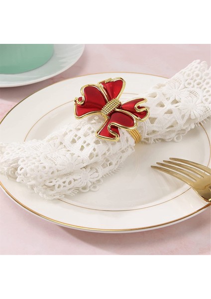 6 Adet Kırmızı Bowknot Peçete Halkaları, Kelebek Düğüm Peçeteli Halka Tutucular El Yapımı Metal Peçete Tokaları Zarif Masa Dekoru (Yurt Dışından) fiyatları