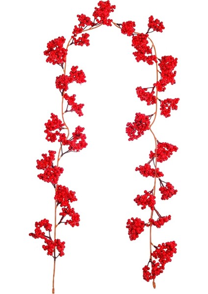 Noel Simüle Kırmızı Berry Vine Bitki Diy Asma Noel Ağacı Ev Dekorasyon Düğün Süslemeleri B (Yurt Dışından)