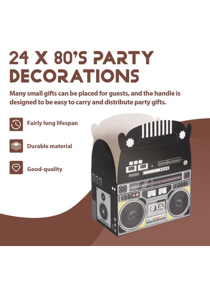 80&#39;lerin Parti Dekorasyonları Yenilik Patlaması Iyilik Kutusu Temalı Vintage Dekorasyonlar Şeker Masa Dekorasyonları, 80S 24PCS (Yurt Dışından) fırsatları