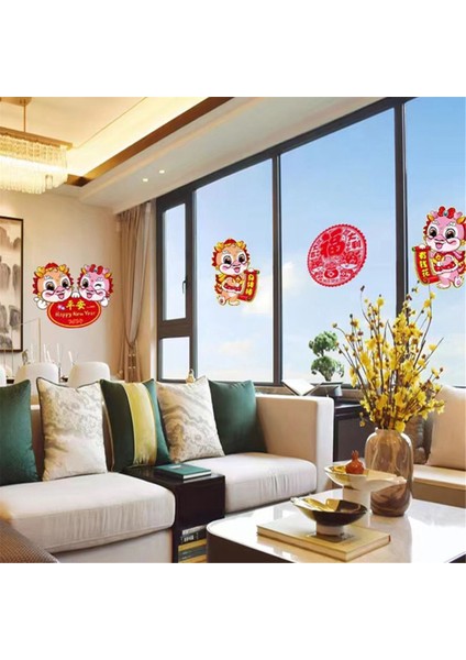 2024 Çin Yeni Yılı Çin Beuplets Chunlian Paper Lantern Çin Ejderha Yıl Çıkartmaları Bahar Festivali Partisi B Için (Yurt Dışından)