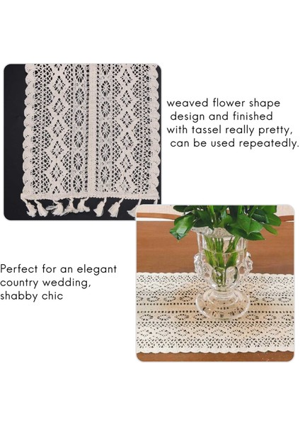 Zarif Krok Tığ Işi Macram Masa Koşucusu Rustik Düğün Dekorasyonu ve Çiftlik Evi Masa Dekoru Için Püsküllü (Yurt Dışından) modelleri