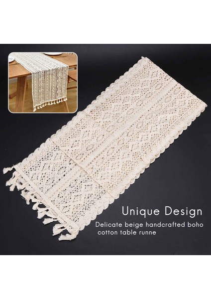 Zarif Krok Tığ Işi Macram Masa Koşucusu Rustik Düğün Dekorasyonu ve Çiftlik Evi Masa Dekoru Için Püsküllü (Yurt Dışından) indirimleri