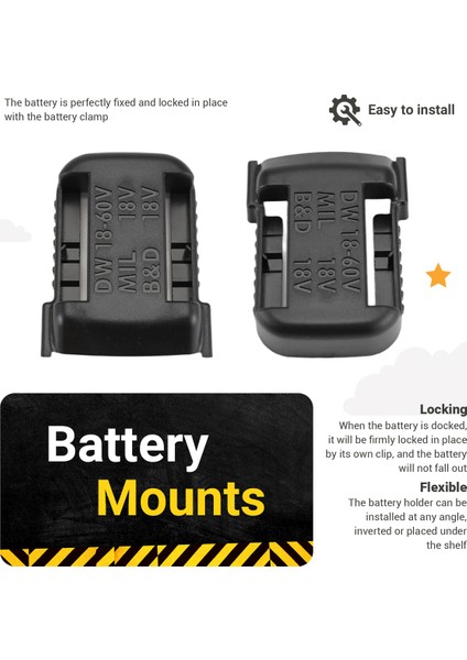 6pcs Pil Montajlar Dewalt Siyah ve Decker Kutusu Için Pil Depolama Rafı Tutucu Koruma Askı 18V 20V Pil (Yurt Dışından) indirimleri