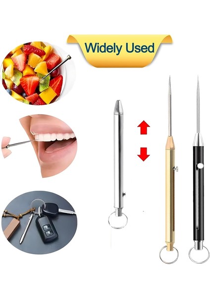 Taşınabilir Titanyum Kürdan, Kürdan Paslanmaz Çelik Kürdan Tutucu Anahtar Zinciri Teleskopik 3 Paket ile Yeniden Kullanılabilir (Yurt Dışından) fiyatları