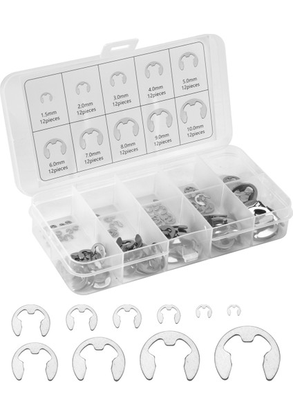 120 Pcs 304 Paslanmaz Çelik E Klipsli Yıkayıcı Ürünlük Kiti Mil Harf M1.5-M10 Için (Yurt Dışından) fiyatları